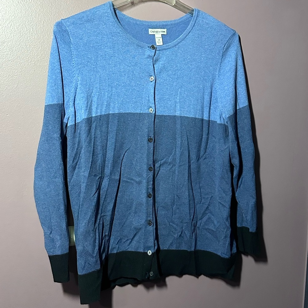 Croft & Barrow Blue Color Block Cardigan